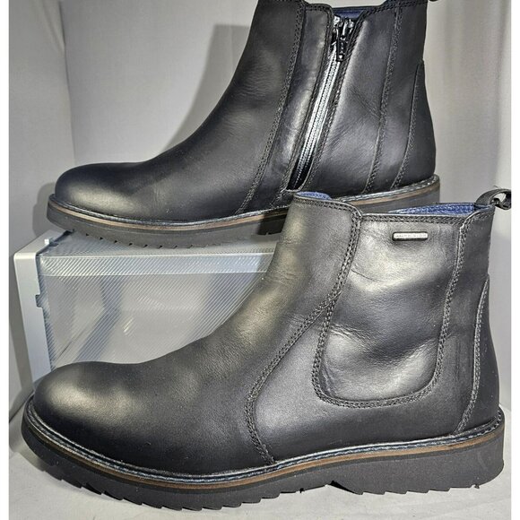 GEOX Respira Men\'s U Kapsian Chelsea Ankle  Boot Black Leather  Size 12